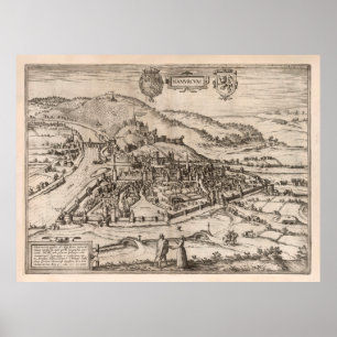 Old Namur Belgium Map (1575)  Nameur  Poster