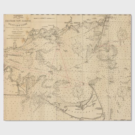 Old Nantucket & Cape Cod Map (1894)  Cadeaupapier (Vlak)
