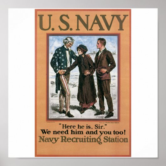 Old Navy Recruiting Poster circa 1917 (Devant)