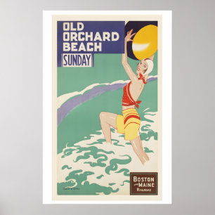 Old Orchard Beach Maine Vintage Reisposter Poster