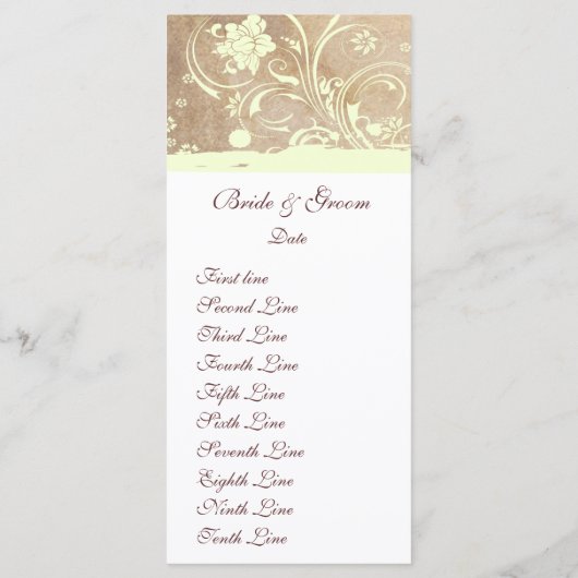 Old Parchment Shabby Chic Trouwprogramma Programma (Achterkant)