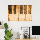 Old Piano Keys Musique Art Poster (Bureau à domicile)