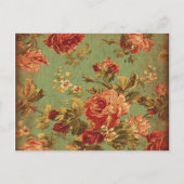 Old Pink Roses op groen Briefkaart (Voorkant)
