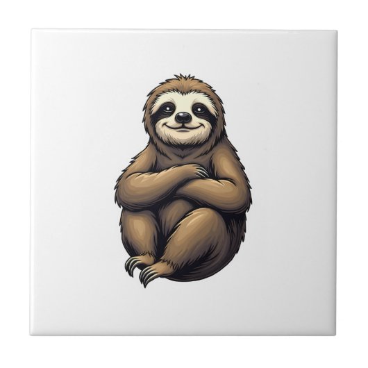 Old Print Sloth Art Vintage Graphic 2 Tegeltje (Voorkant)