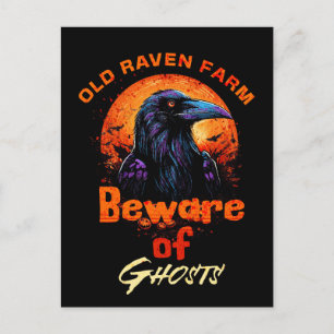 Old Raven Spooky Halloween Briefkaart