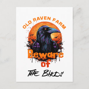 Old Raven Spooky Halloween Briefkaart