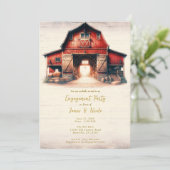 Old Red Barn rustiek landelijk verlovingsfeest Kaart (Staand voorkant)