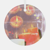 Old red candles glas ornament (Voorkant)