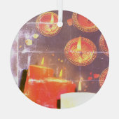 Old red candles glas ornament (Achterkant)