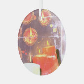 Old red candles glas ornament (Voorkant links)