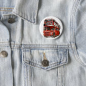 Old Red London Bus Ronde Button 5,7 Cm (In situ)