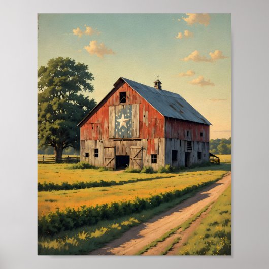Old Red Texas Barn Digital Poster (Voorkant)