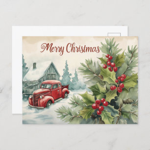 Old Red Truck Christmas Briefkaart
