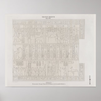 Old Retro Egyptian Hieroglyphics Tekening Poster