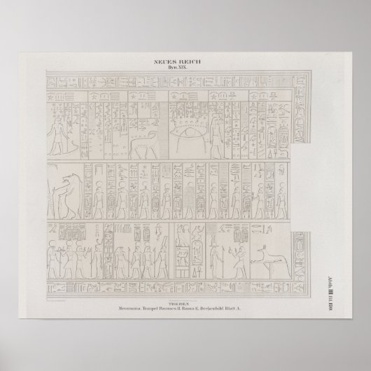 Old Retro  Egyptian Hieroglyphics Tekening Poster (Voorkant)