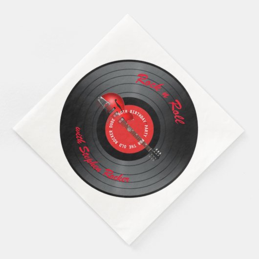 Old Rocker Dude Gitaar Record Verjaardagsfeestje Servet (Hoek)