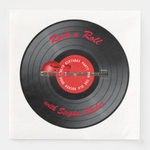 Old Rocker Dude Gitaar Record Verjaardagsfeestje Servet