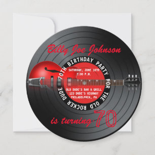 Old Rocker Man Guitar Record 70th Birthday Party Kaart