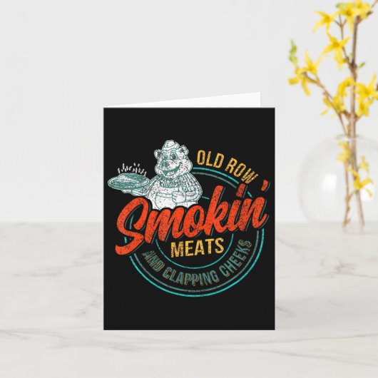Old Row Smokin' Meats and Clapping Cheeks Funny BB Kaart (Gele Bloem)