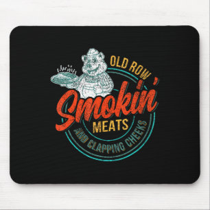 Old Row Smokin' Meats and Clapping Cheeks Funny BB Muismat