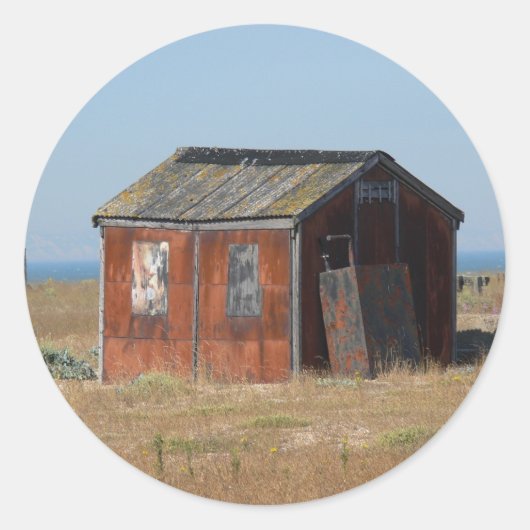 Old Rusted Shack Hut Cabinet Ronde Sticker (Voorkant)