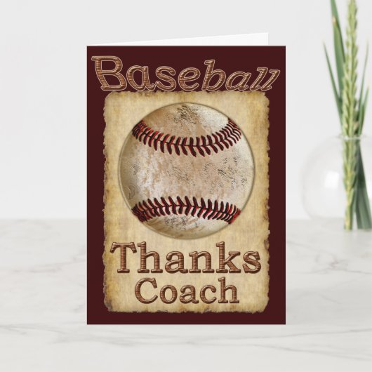 Old Rustic  Baseball Bedankt Coach Kaart (Voorkant)