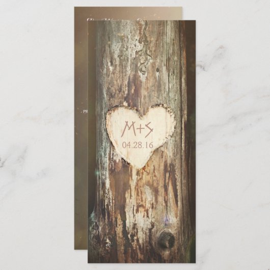 Old Rustic Tree Heart Wedding Programma's (Voorkant / Achterkant)