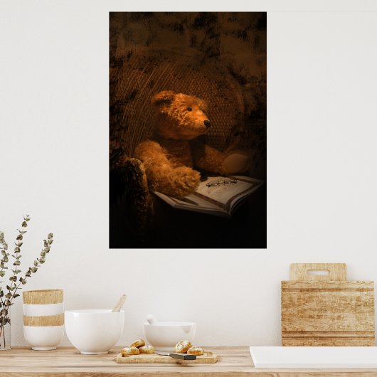 Old Sad Beer Teddy Bear Poster (Keuken)