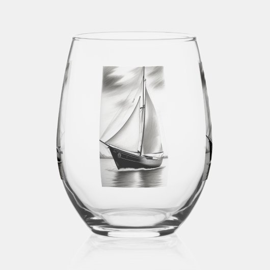 Old Sailboot Wijnglas Zonder Voet (Links)