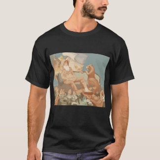 Old Sailor Burning Ship Open Zee Illustration T-shirt