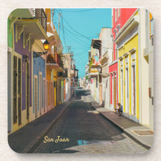 Old San Juan Cobblestone Street Photography Bier Onderzetter