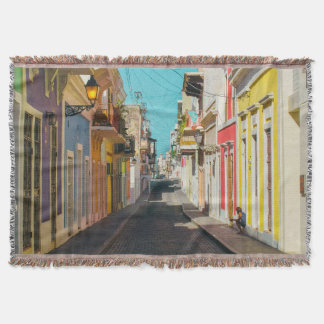 Old San Juan Cobblestone Street Photography Deken