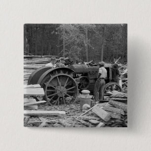 Old Sawmill Tractor, 1935 Vierkante Button 5,1 Cm