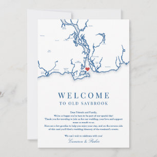 Old Saybrook Wedding Welkom Route Navy Blue Bedankkaart