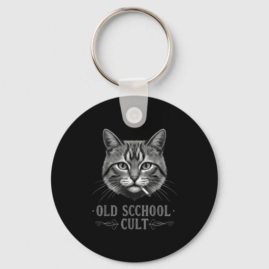 Old Scchool Cult Funny Cat For Cool People And - F Sleutelhanger (Voorkant)