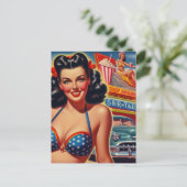 Old School 1950s Meisje Briefkaart (Staand voorkant)