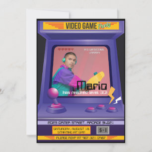 Old School Arcade Videogame uitnodiging