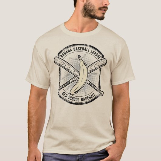 Old School Banana Baseball Team Design T-shirt (Voorkant)