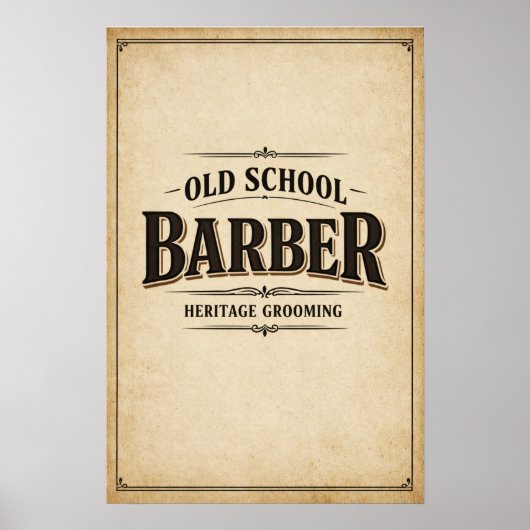 Old School Barber Heritage Typography Poster (Devant)