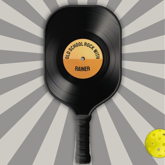 Old School Black Vinyl Record Phonograaf Pickleball Paddle