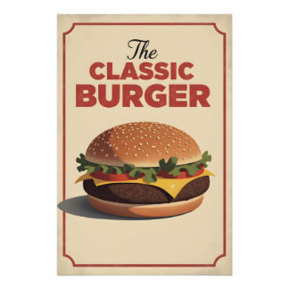 Old-School Burger Poster – Retro Food Wall Art Perfect Poster
