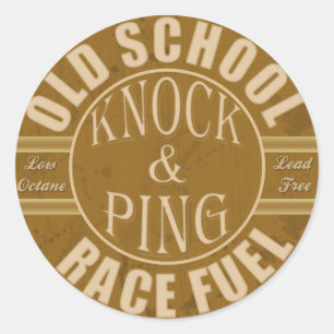old school drag race brandstof ronde sticker