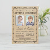 Old School foto's bruiloft uitnodiging (Staand voorkant)