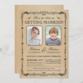 Old School foto's bruiloft uitnodiging (Voorkant / Achterkant)