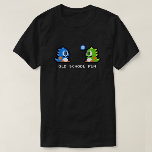 Old School Fun - Bubble Bobble - Bub en Bob - Arc T-shirt (Design voorkant)