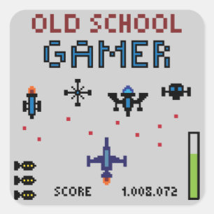 Old School Gamer - Ruimteschip - Sticker