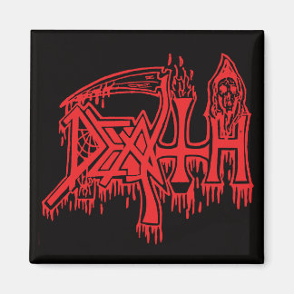 Old school logo rood op zwarte magneet