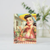 Old School Pin-up Briefkaart (Staand voorkant)