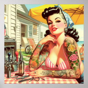  Old School Pin-up Poster