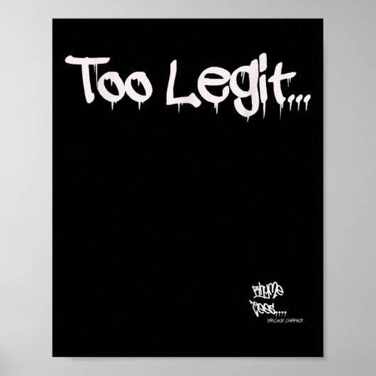 Old School Rap Hip Hop Merch Too Legit Quote 90s H Poster (Voorkant)